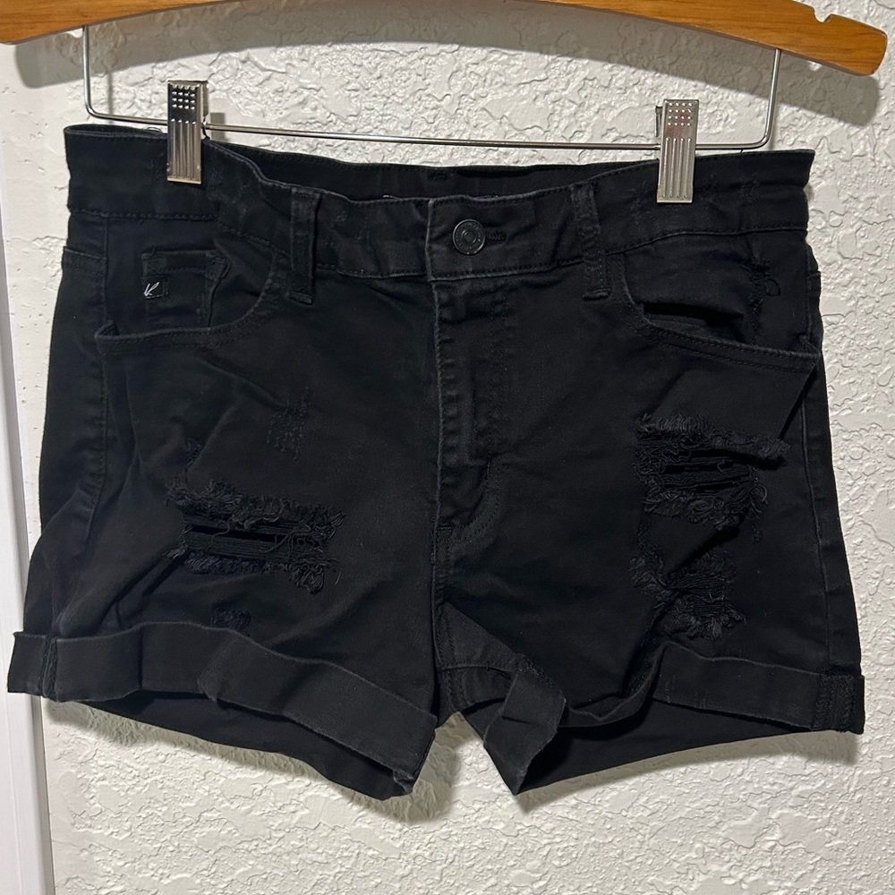 KanCan Black Denim Distressed Shorts - Black 
Size 11